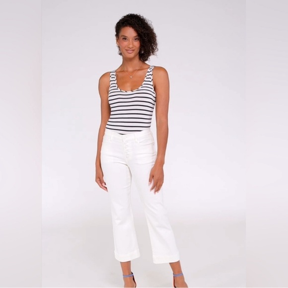 Cabi Palm Beach Crop White Jeans 6494 Size 10 - Picture 1 of 5